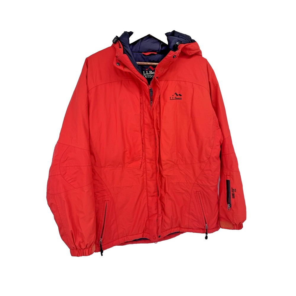 VTG L.L.Bean Gore-Tex XCR Jacket Men's Large Red Black Hooded Primaloft